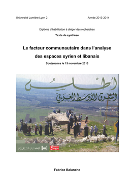 Le Facteur Communautaire Dans L'analyse Des Espaces Syrien Et Libanais
