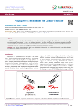 Angiogenesis Inhibitors for Cancer Therapy