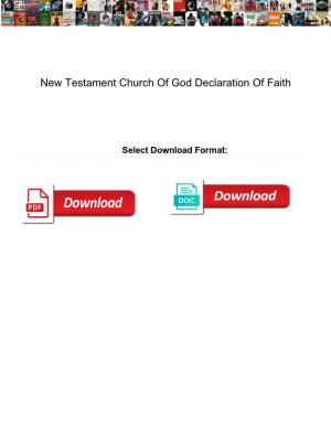 New Testament Church of God Declaration of Faith