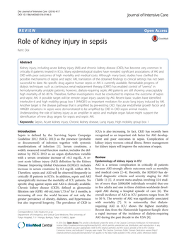 Role of Kidney Injury in Sepsis Kent Doi