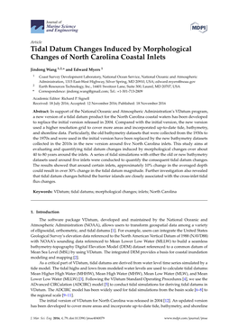 Tidal Datum Changes Induced by Morphological Changes of North Carolina Coastal Inlets