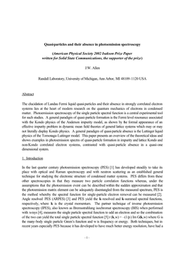 Quasi-Particles and Their Absence in Photoemission Spectroscopy