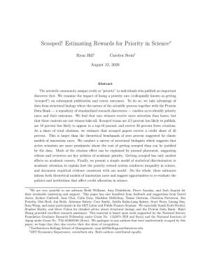Scooped! Estimating Rewards for Priority in Science∗