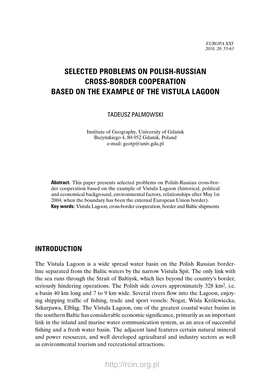 Europa XXI T. 20 (2010), Selected Problems on Polish-Russian Cross