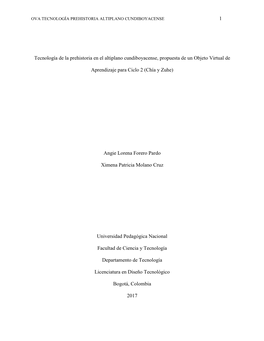 1 Tecnología De La Prehistoria En El Altiplano Cundiboyacense