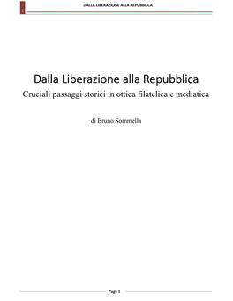 SOMMELLA Dalla Liberazione Alla Repubblica