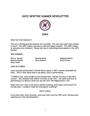 Juice Newton Summer Newsletter
