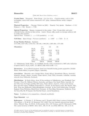 Bismoclite Biocl C 2001-2005 Mineral Data Publishing, Version 1