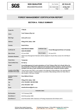 Forest Management Certification Report Sgs