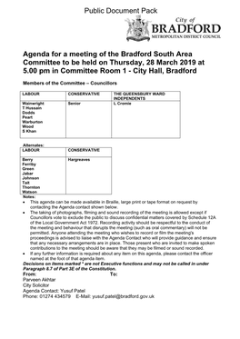 Agenda Document for Bradford South Area Committee, 28/03/2019 17:00
