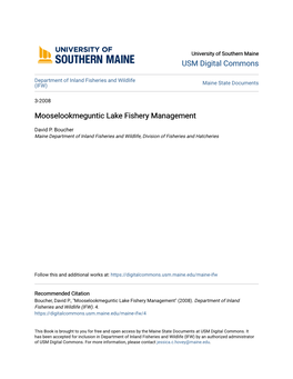 Mooselookmeguntic Lake Fishery Management