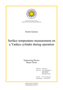 Surface Temperature Measurement on a Yankee Cylinder During Operation