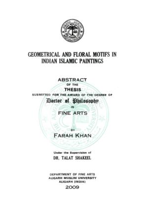 Geometrical and Floral Motifs in Indian Islamic Paintings