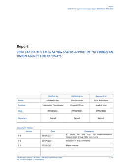 2020 Status Report on the Implementation of the TAF