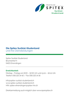 Die Spitex Surbtal-Studenland Und Ihre Dienstleistungen