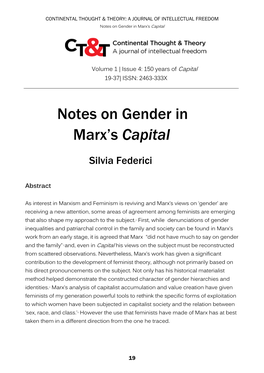 Notes on Gender in Marx's Capital