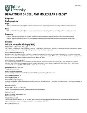 Department of Cell and Molecular Biology