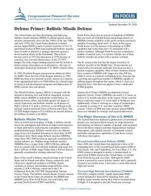Defense Primer: Ballistic Missile Defense