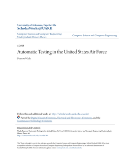 Automatic Testing in the United States Air Force Pearson Wade