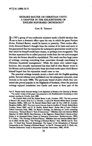 Wtj 61 (1999)53-71 Richard Baxter on Christian Unity: A