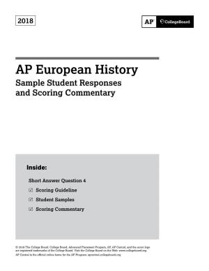 AP European History Sample Student Responses and Scoring Commentary