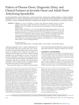 Pattern of Disease Onset, Diagnostic Delay, and Clinical Features In