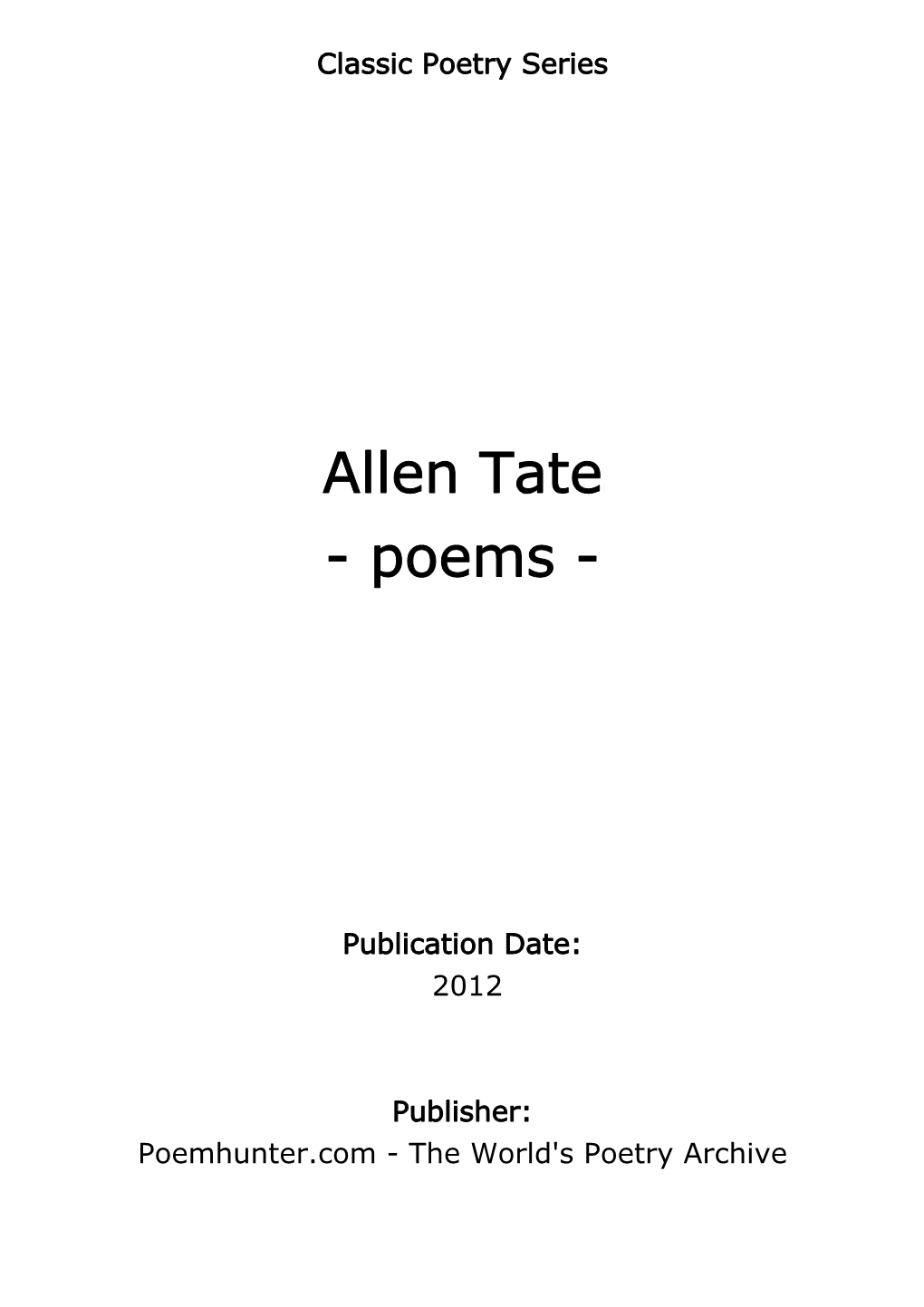 Allen Tate - Poems