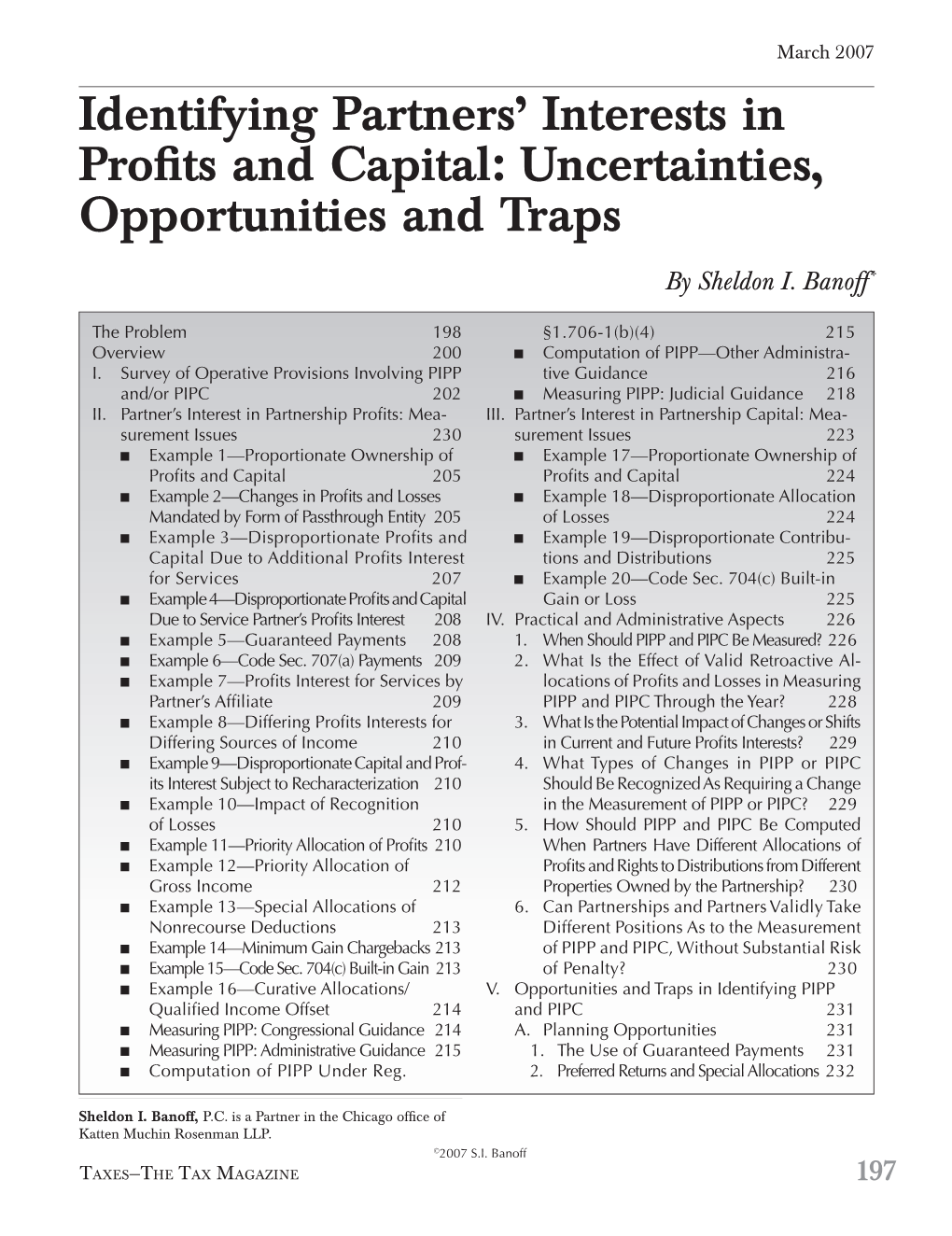 Identifying Partners' Interests in Profits and Capital