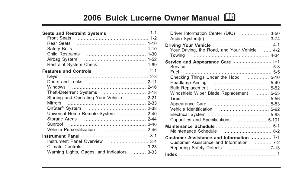 2006 Buick Lucerne Owner Manual M