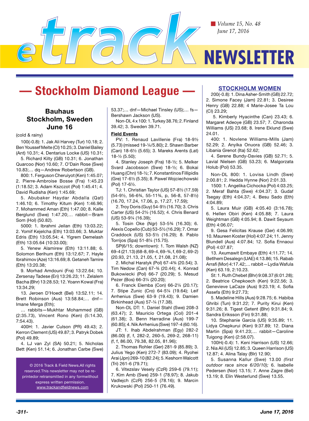 — Stockholm Diamond League — 200(-0.8): 1