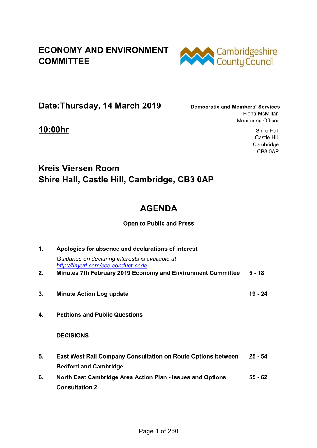 ECONOMY and ENVIRONMENT COMMITTEE Date:Thursday, 14