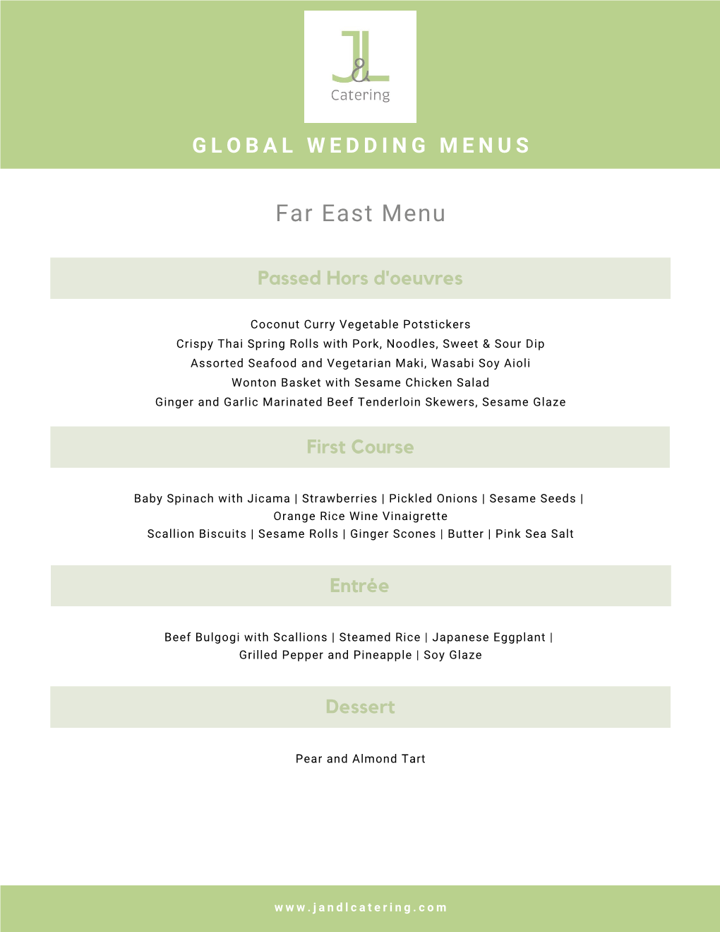 Global Wedding Menus