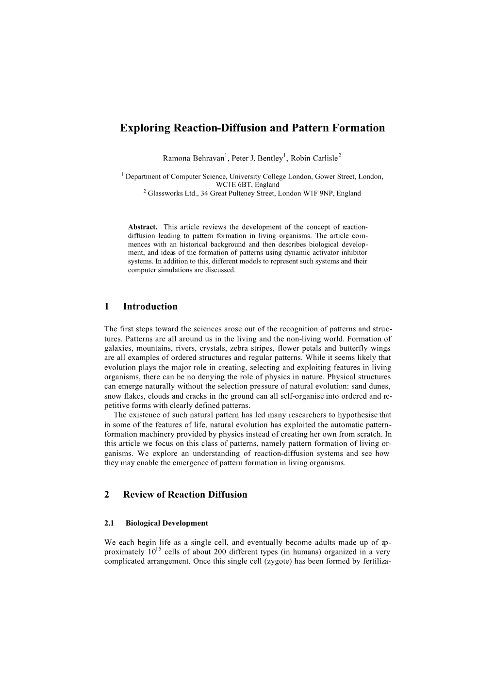 Exploring Reaction-Diffusion and Pattern Formation