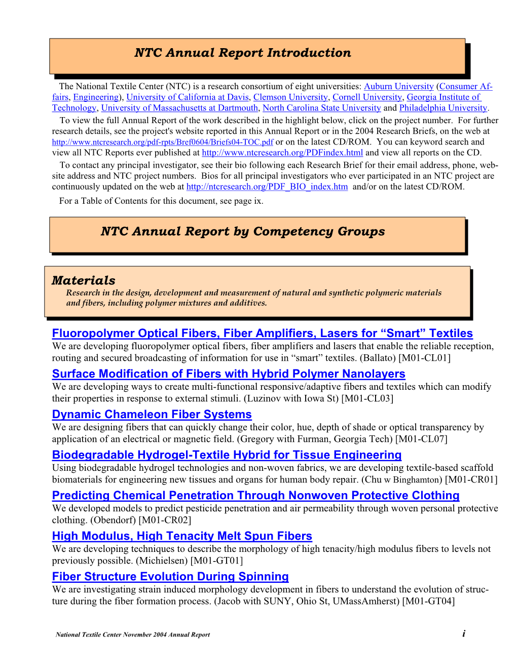 NTC Annual Report by Competency Groups Materials