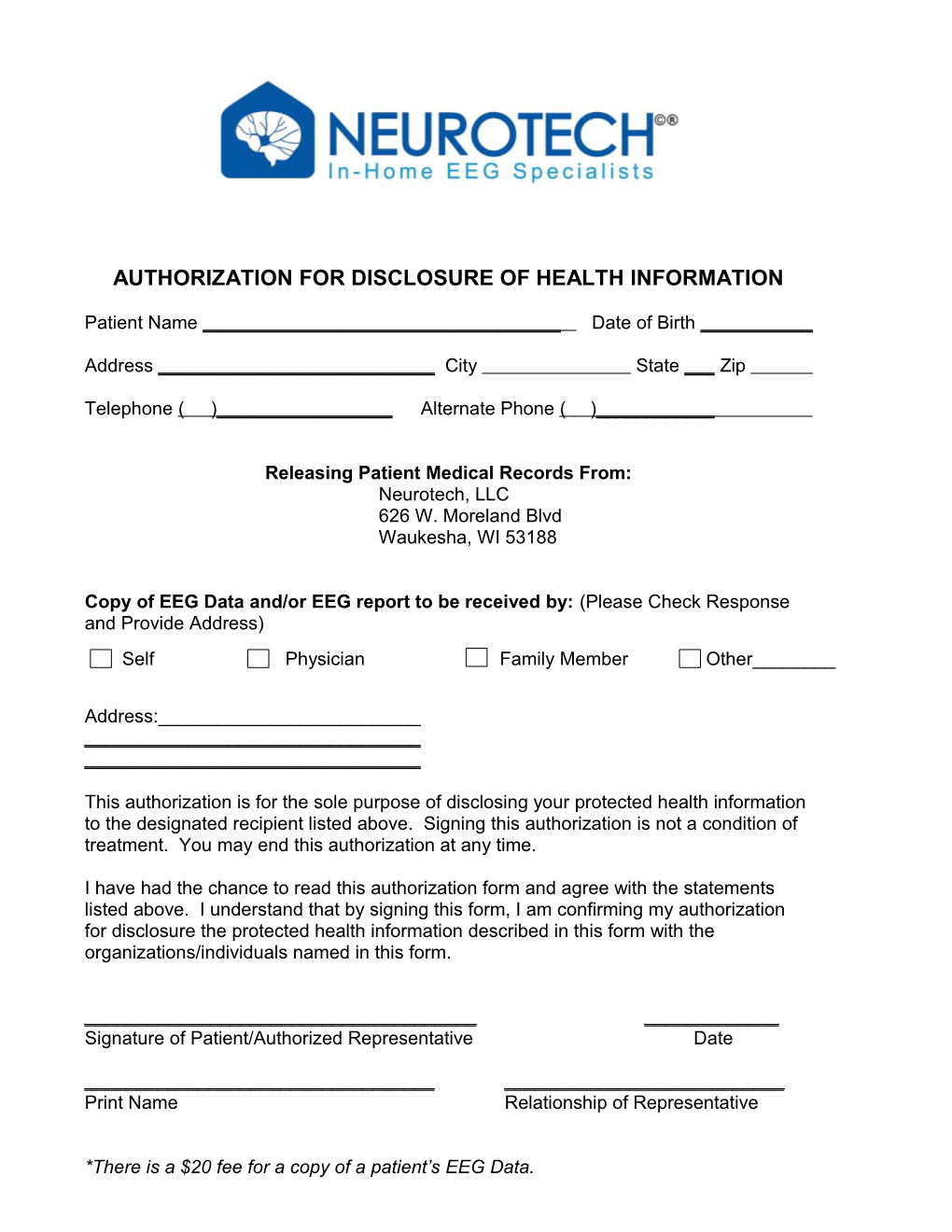 Authorization for Disclosure of Health Information