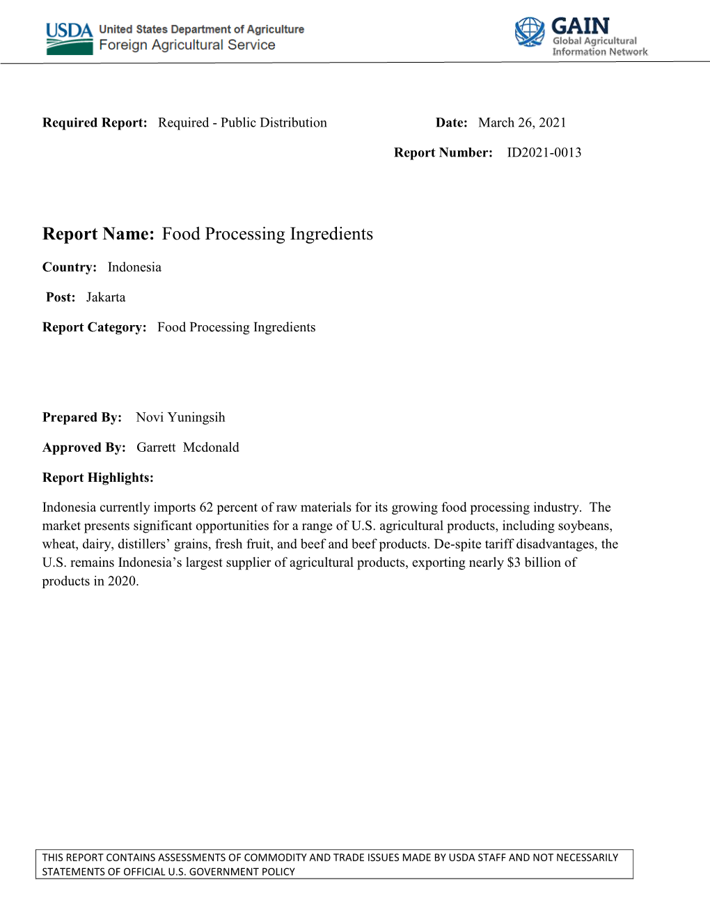 Food Processing Ingredients