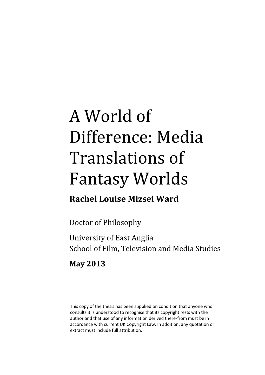 Media Translations of Fantasy Worlds