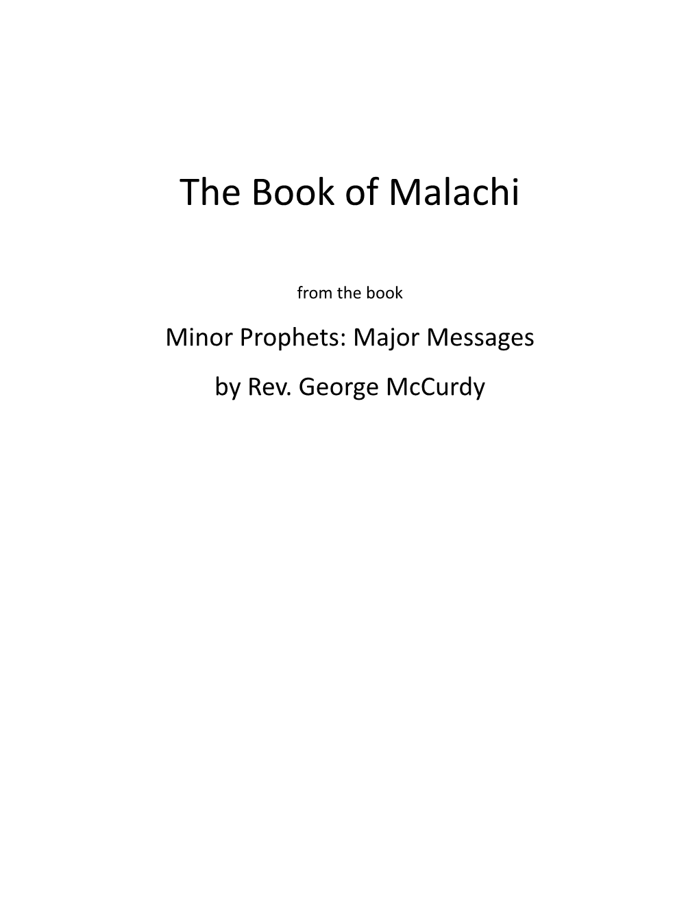 The Book of Malachi