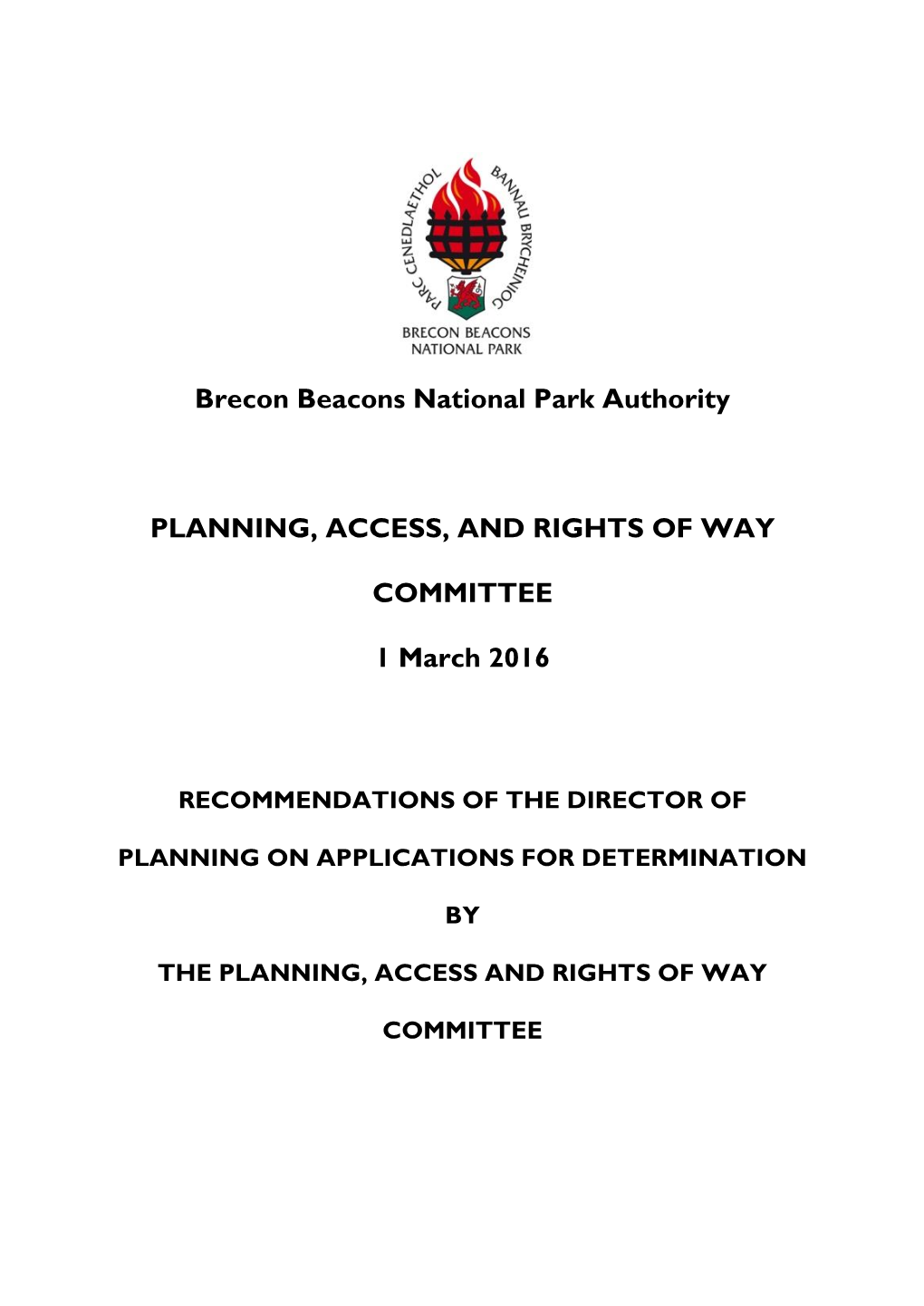 Brecon Beacons National Park Authority PLANNING, ACCESS