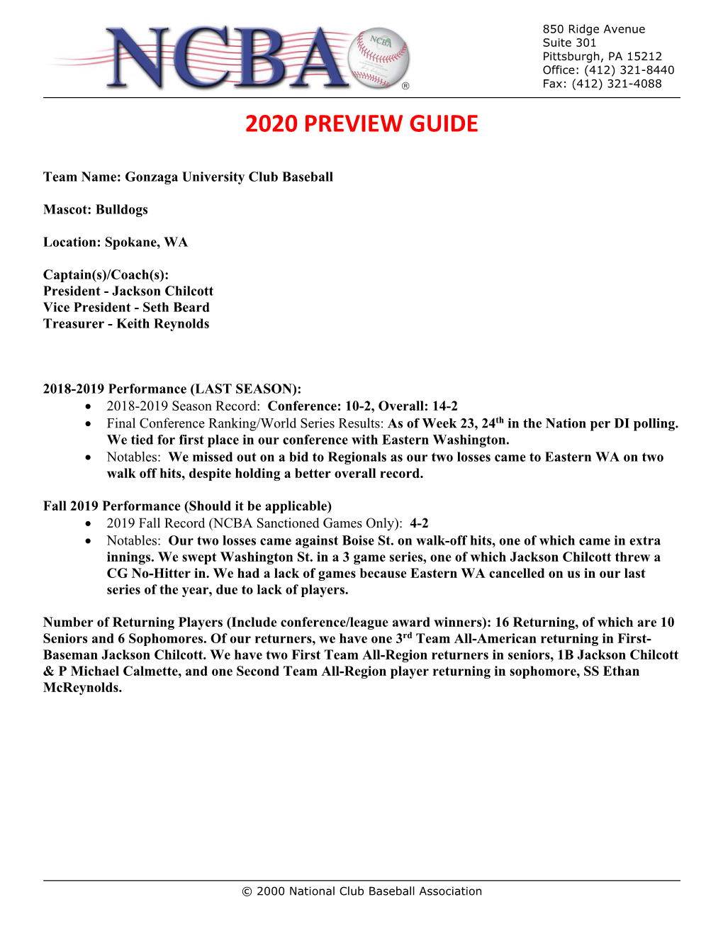 2020 Preview Guide