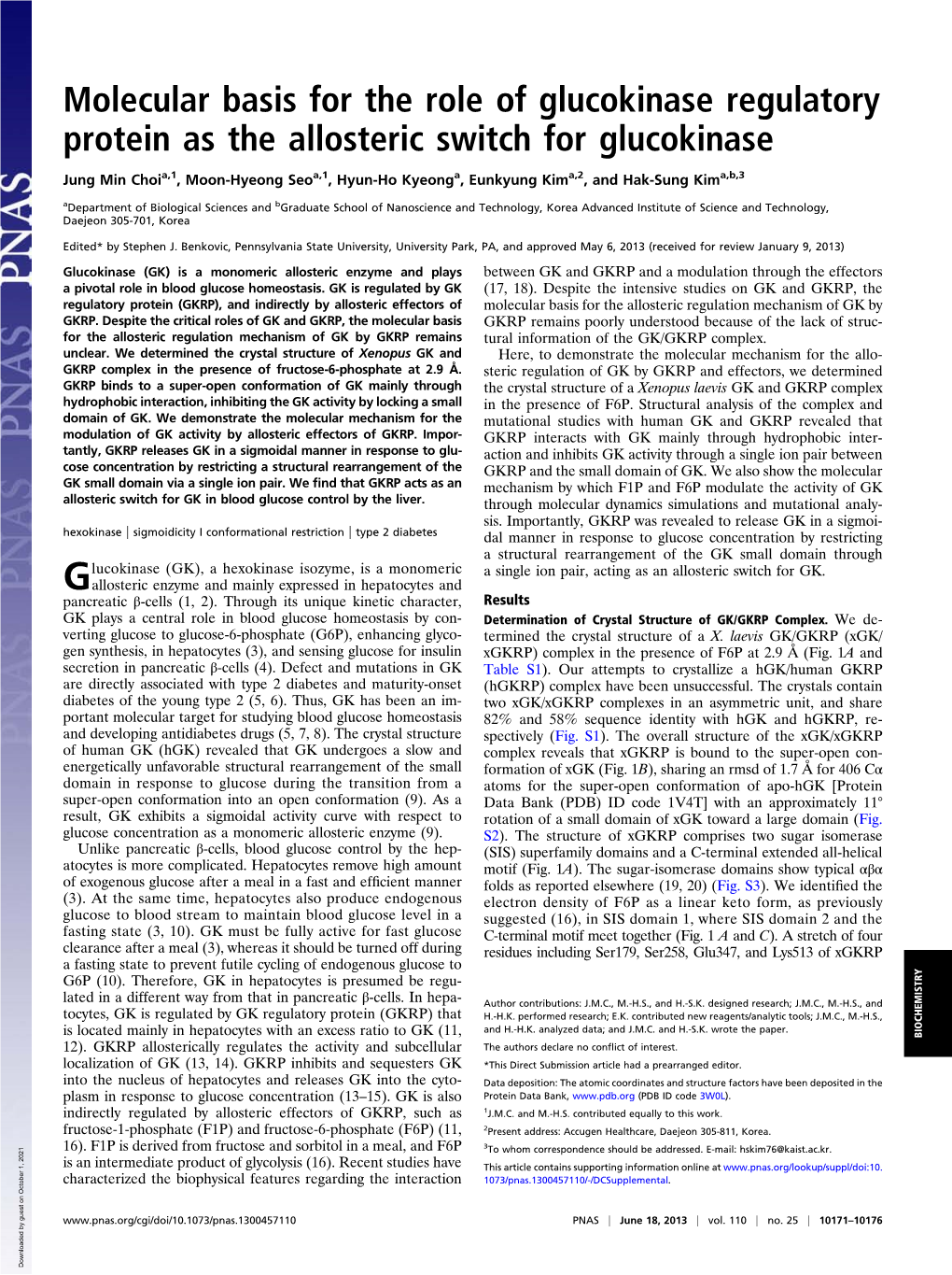 Glucokinase Regulatory Protein As the Allosteric Switch for Glucokinase