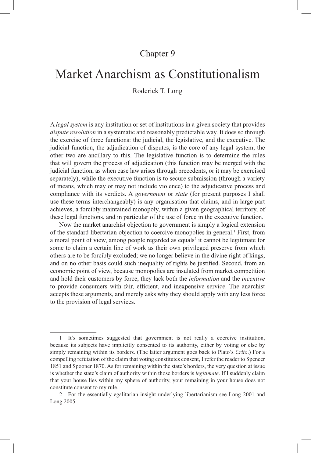 Market Anarchism As Constitutionalism Roderick T