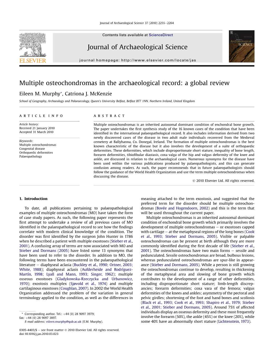 Multiple Osteochondromas in the Archaeological Record: a Global Review