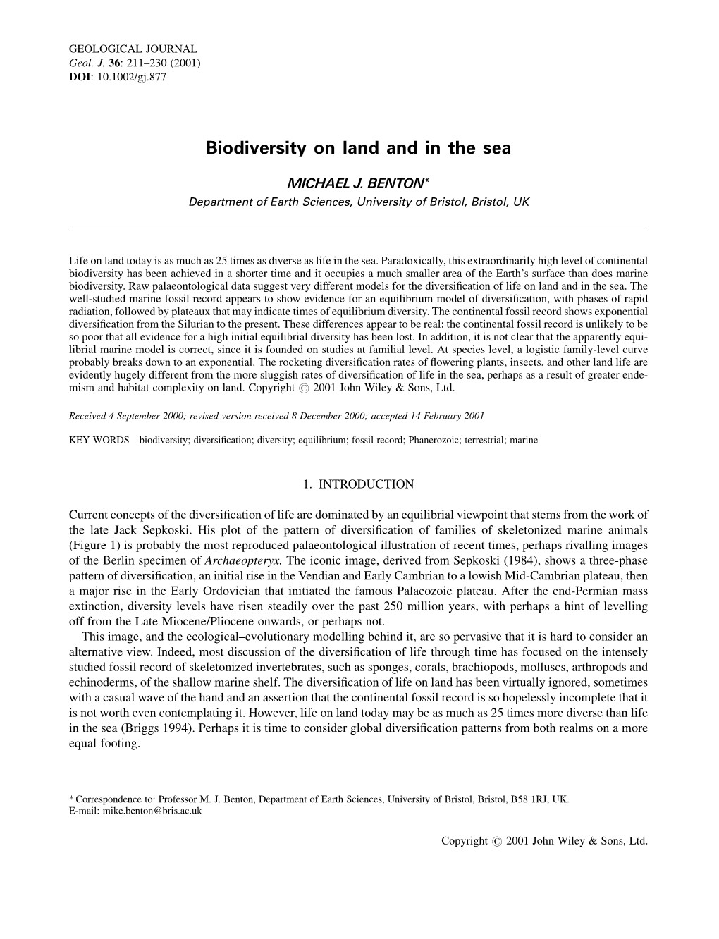 Biodiversity on Land and in the Sea