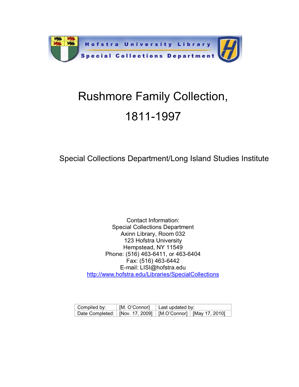 Rushmore Family Collection Finding
