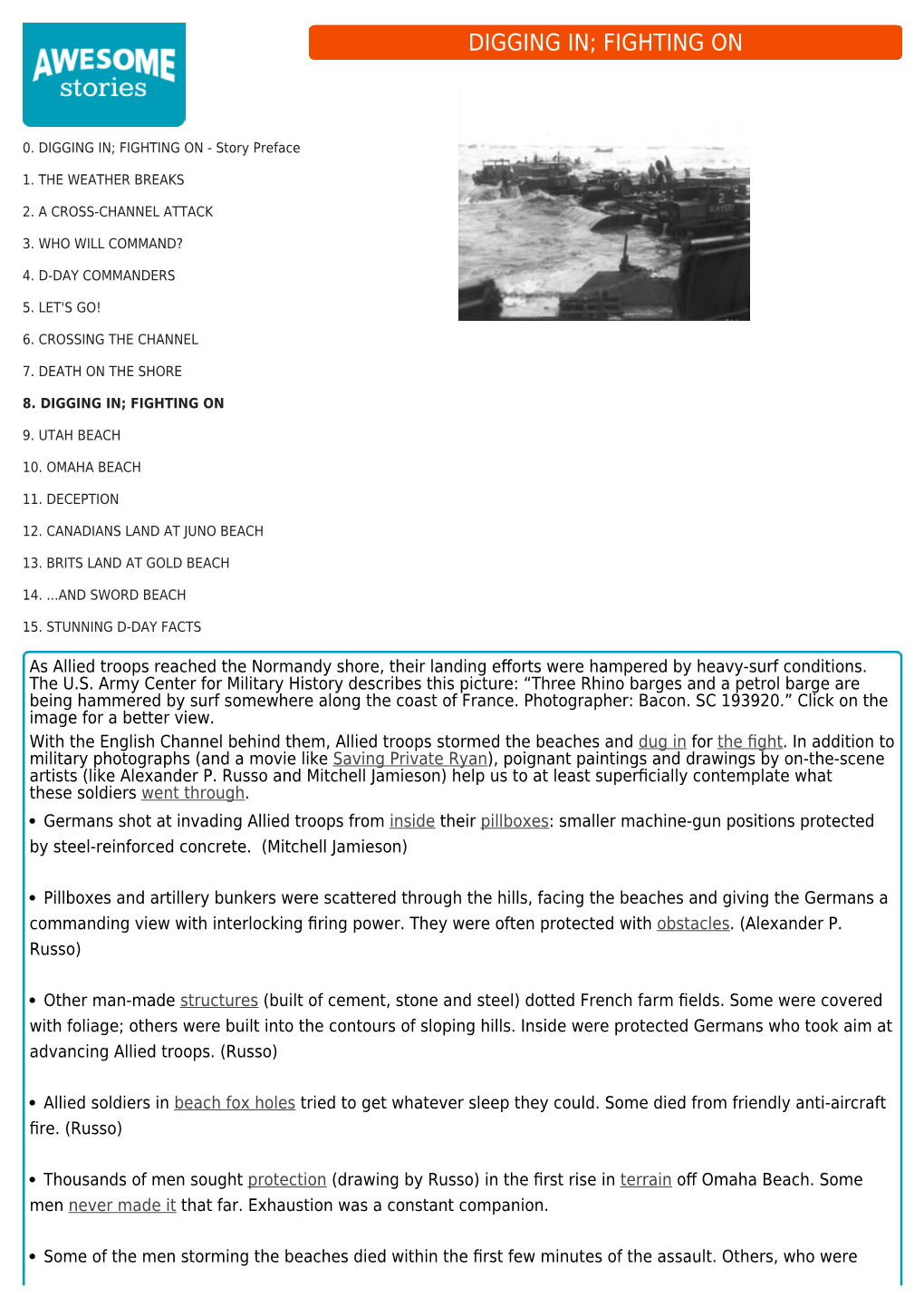 Normandy Invasion,” Entitled “Digging In; Fighting On.” the Drawing, in the Media Stream of Chapter 8, Is Entitled “Asleep in Beach Fox Holes.” Describe the Work