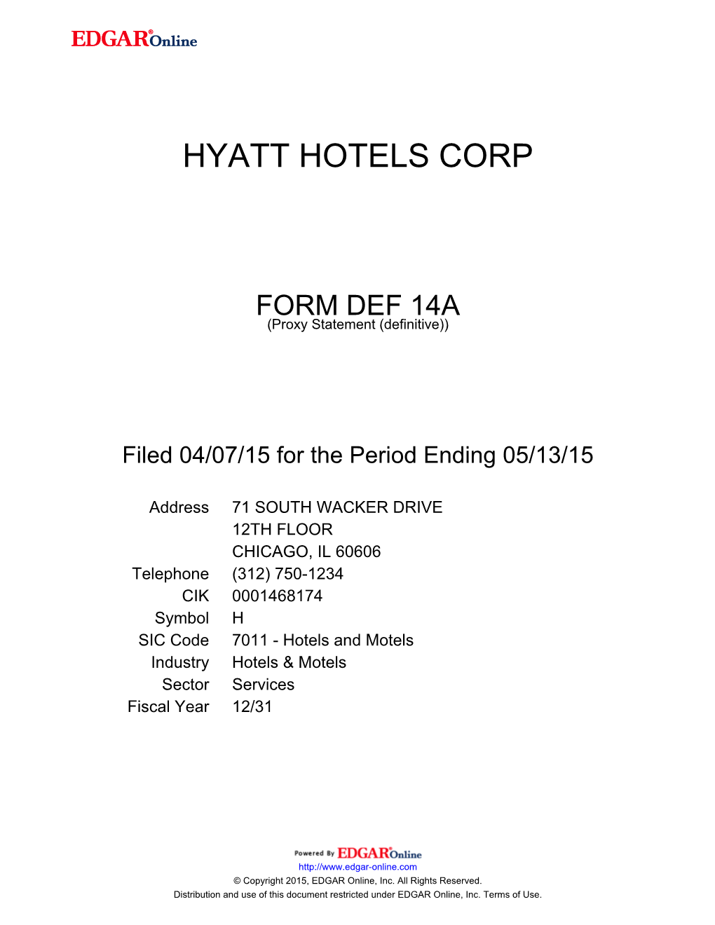 Hyatt Hotels Corp