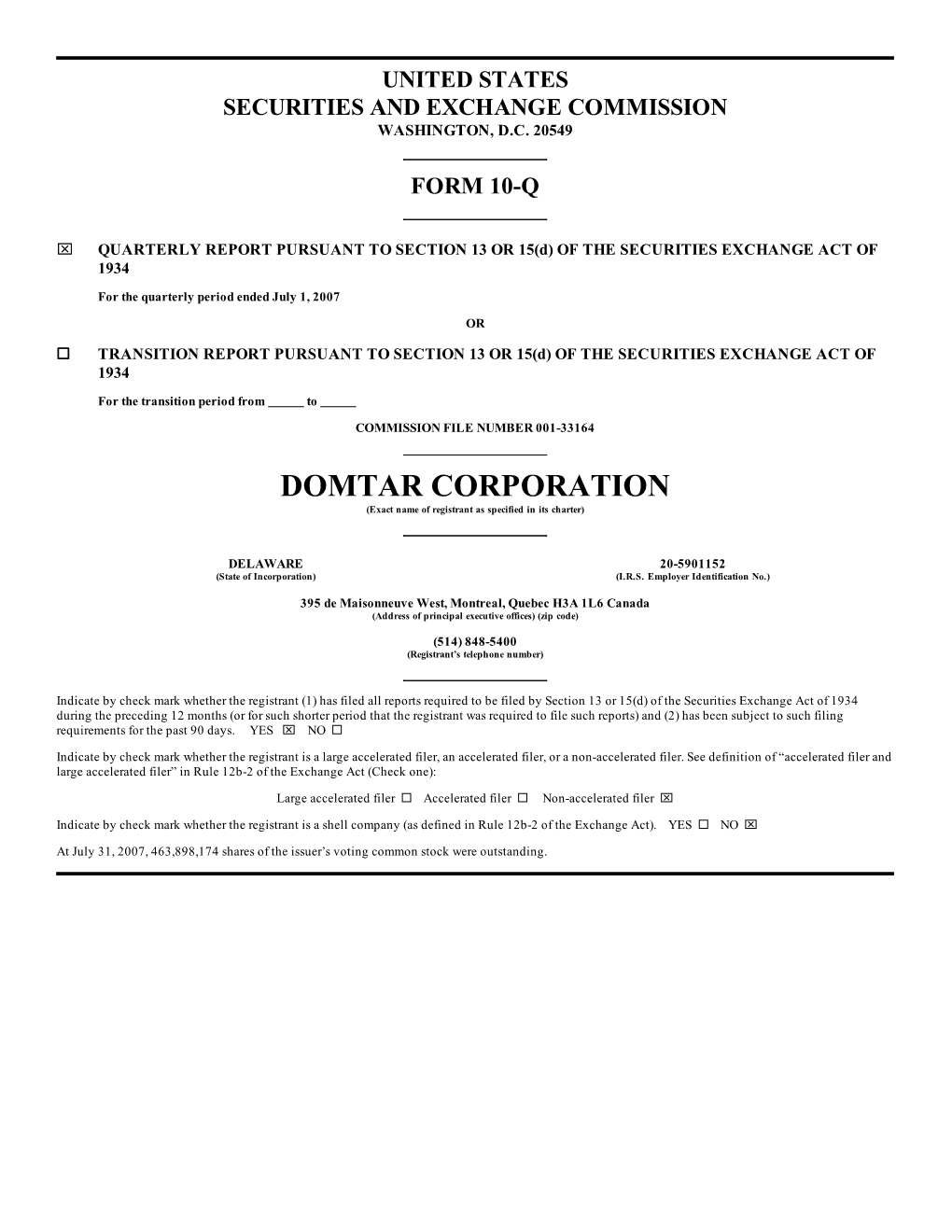 SEC Filings | Domtar Corporation