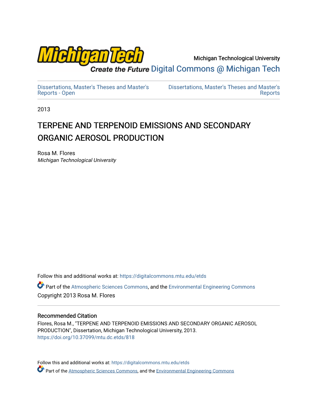 Terpene and Terpenoid Emissions and Secondary Organic Aerosol Production