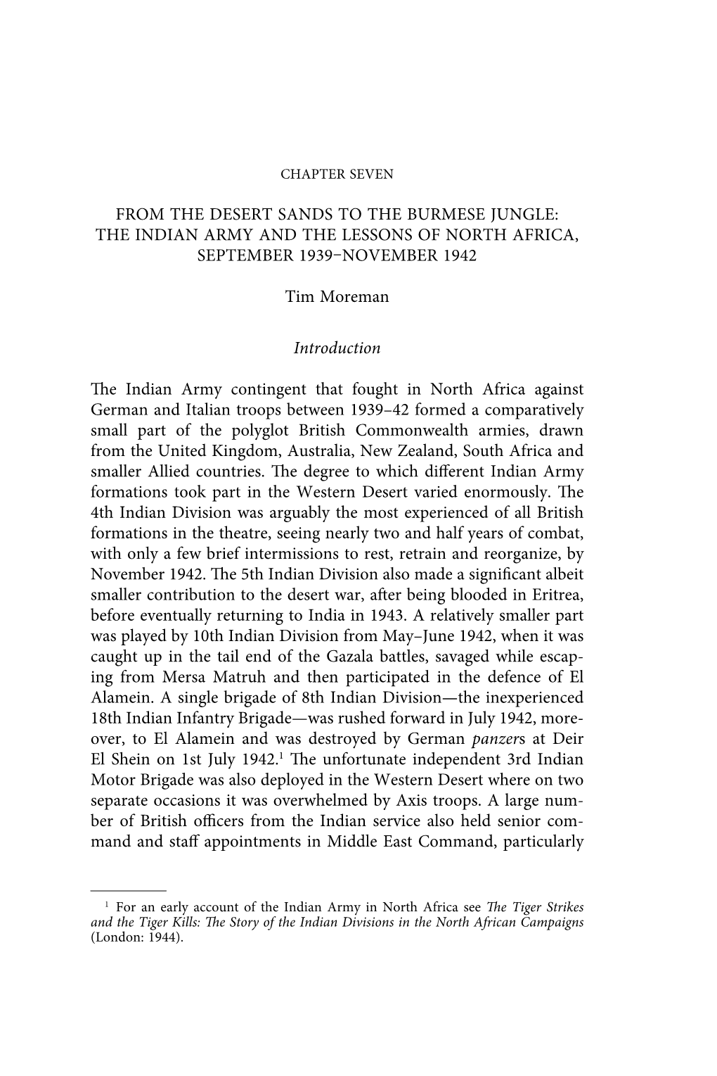 From the Desert Sands to the Burmese Jungle: the Indian Army and the Lessons of North Africa, September 1939–November 1942